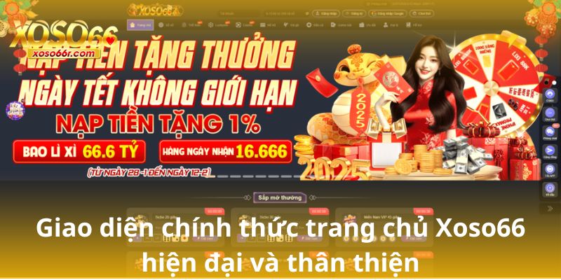 Giao diện chính thức trang chủ Xoso66 hiện đại và thân thiện